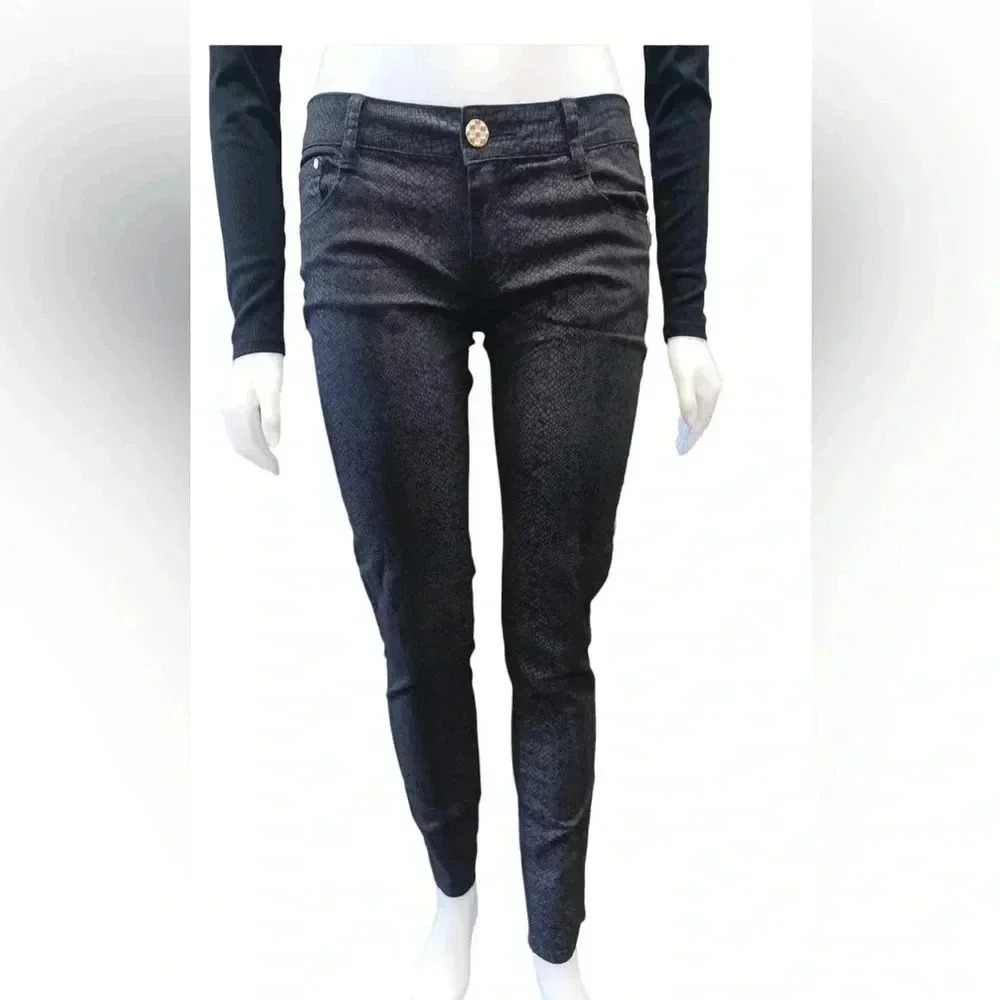 Way Black Snake Skin Print Jeans Size  9